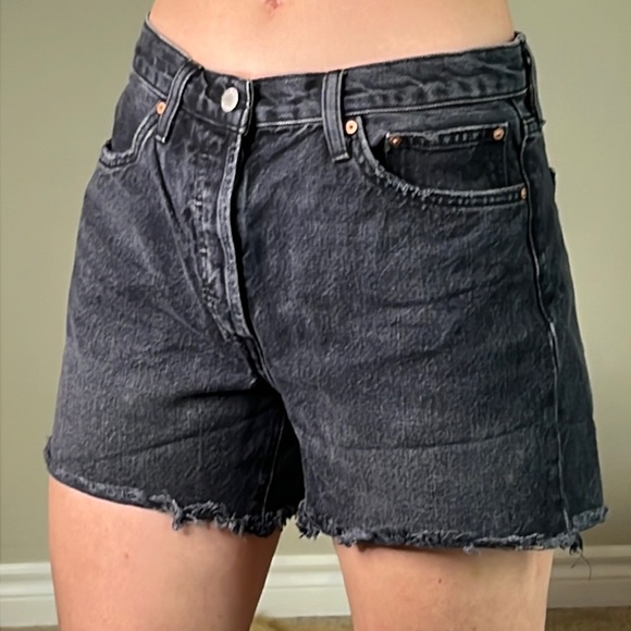 Ex Boyfriend MidThigh Short relaxed cutoff. premium Italian, 100% organic cotton - Picture 2 of 4